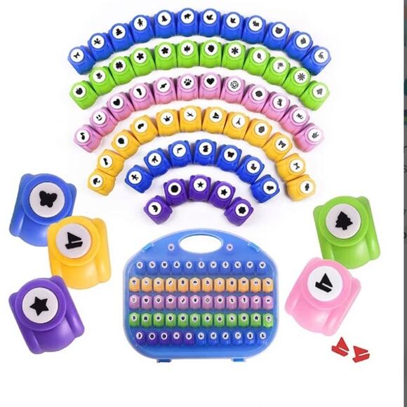 60 piece art paper stamper set kit punch out scrapbooking craft - Picture 1 of 7